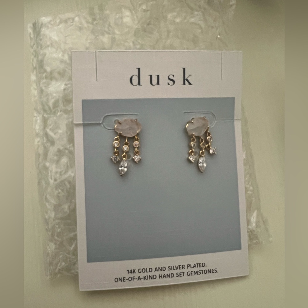 Dusk Gold-Tone Cloud Drop Earrings with Clear Stones
